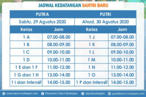 Jadwal Kedatangan Santri Baru