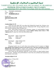 Pemberitahuan Pelaksanaan Haflah Takhrij TMI Angkatan ke-27